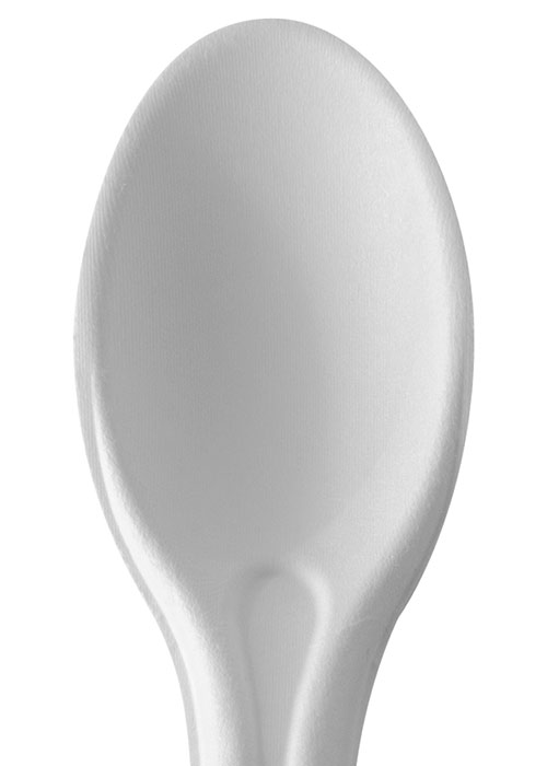 detalle de cuchara de fibra moldeada ecológica y compostable