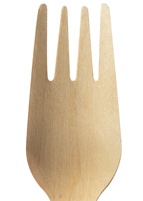 detalle tenedor de madera desechable