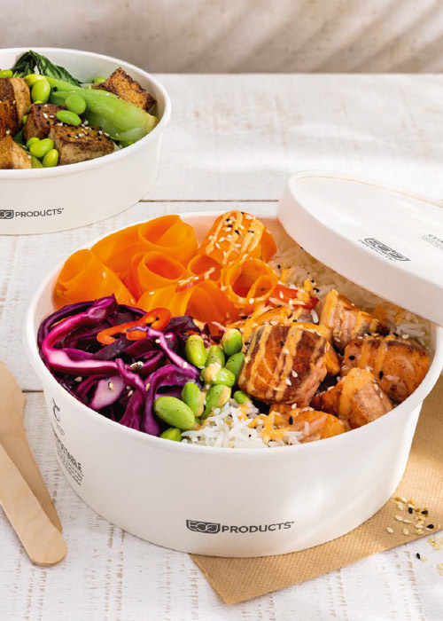 envases redondos de papel con laminado PLA desechables