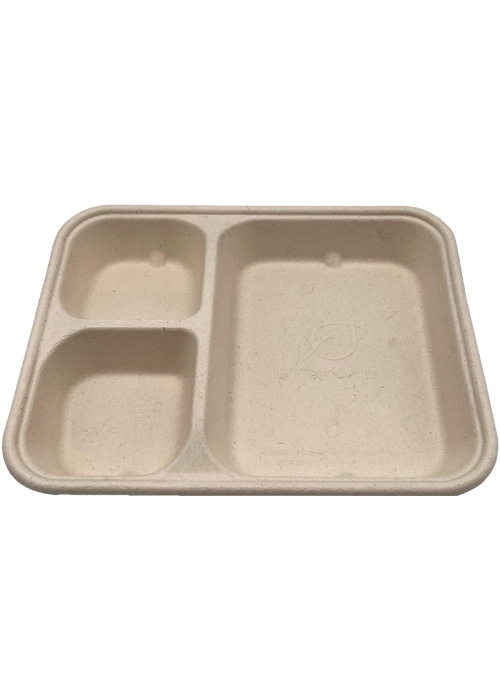 bandeja desechable ecológica con compartimentos