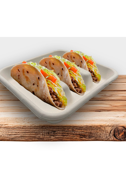 bandeja reciclable take away para tacos